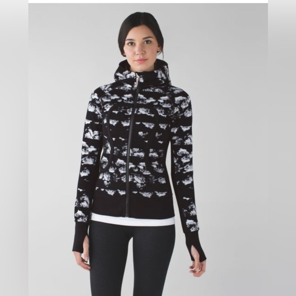 NWOT Lululemon Full Zip Light Cotton Fleece Scuba Mystic BLack/ White Size 6 - Picture 1 of 4